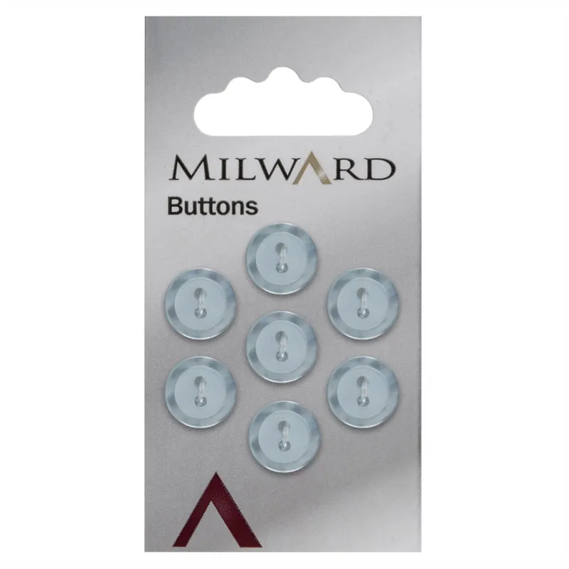 Milward-Knopf, blau mit Perlmutt-Rand, 11 mm (7 Stück)