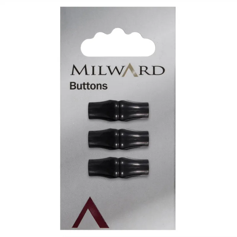 Milward Länglicher schwarzer Knopf 25 mm (3 Stück)
