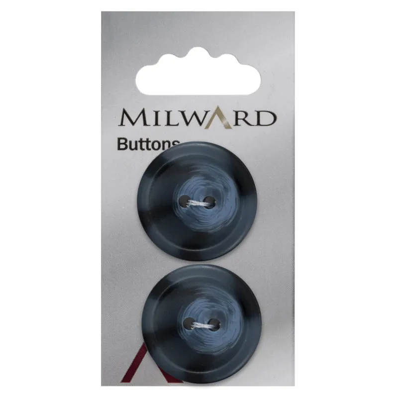 Milward-Knopf, marmoriert, Blau, 27 mm (2 Stück)