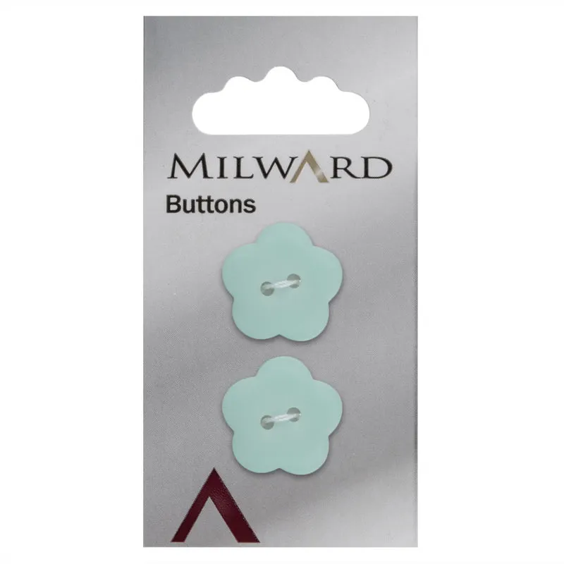 Milward Knopf „Blume“, Hellgrün, 20 mm (2 Stück)
