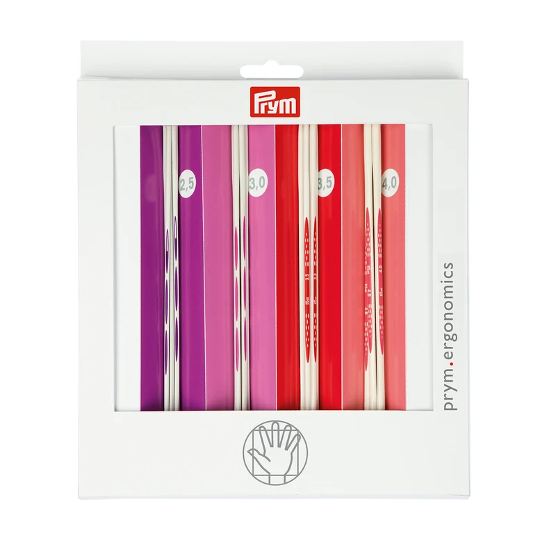Prym Strumpfstricknadelset, ergonomisch, 20 cm, 2,50 – 4,00 mm