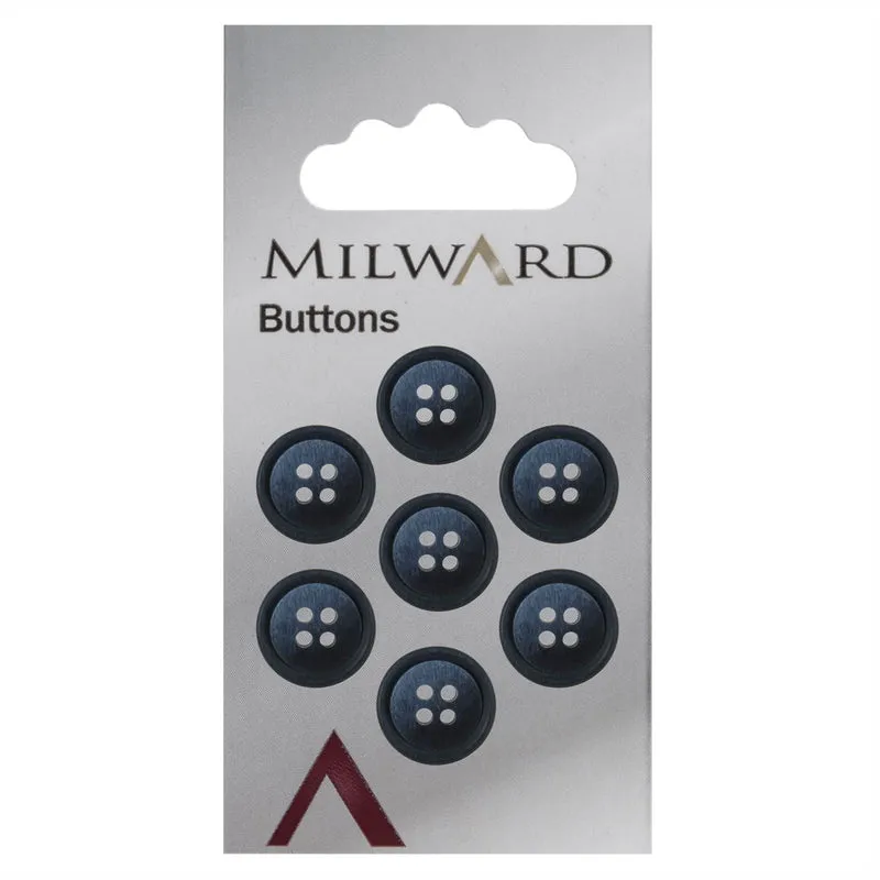 Milward-Knopf, Dunkelblau, glänzend, 15 mm (7 Stück)