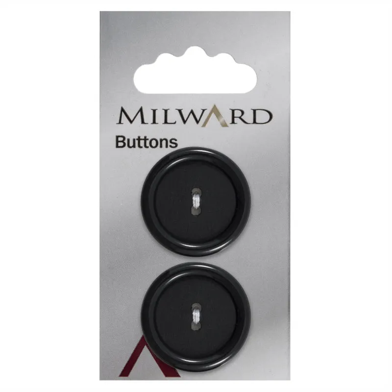 Milward-Knopf, Schwarz matt, 27 mm (2 Stück)