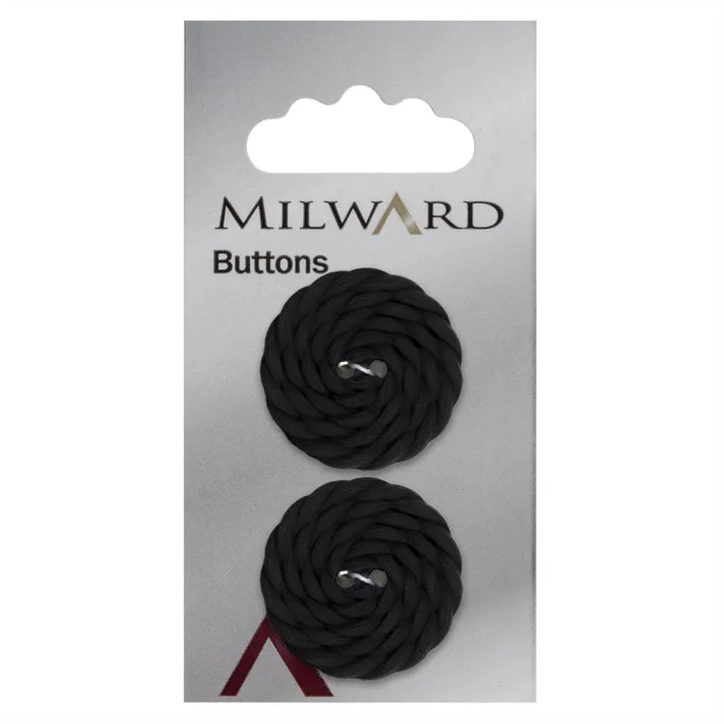 Milward-Knopf mit Flechtmuster, Schwarz, 27 mm (2 Stück)
