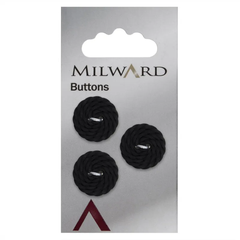 Milward-Knopf mit Flechtmuster, Schwarz, 19 mm (3 Stück)