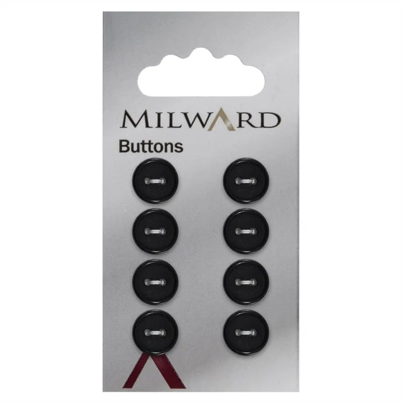 Milward Runde, matte Knöpfe, Schwarz, 11 mm (8 Stück)