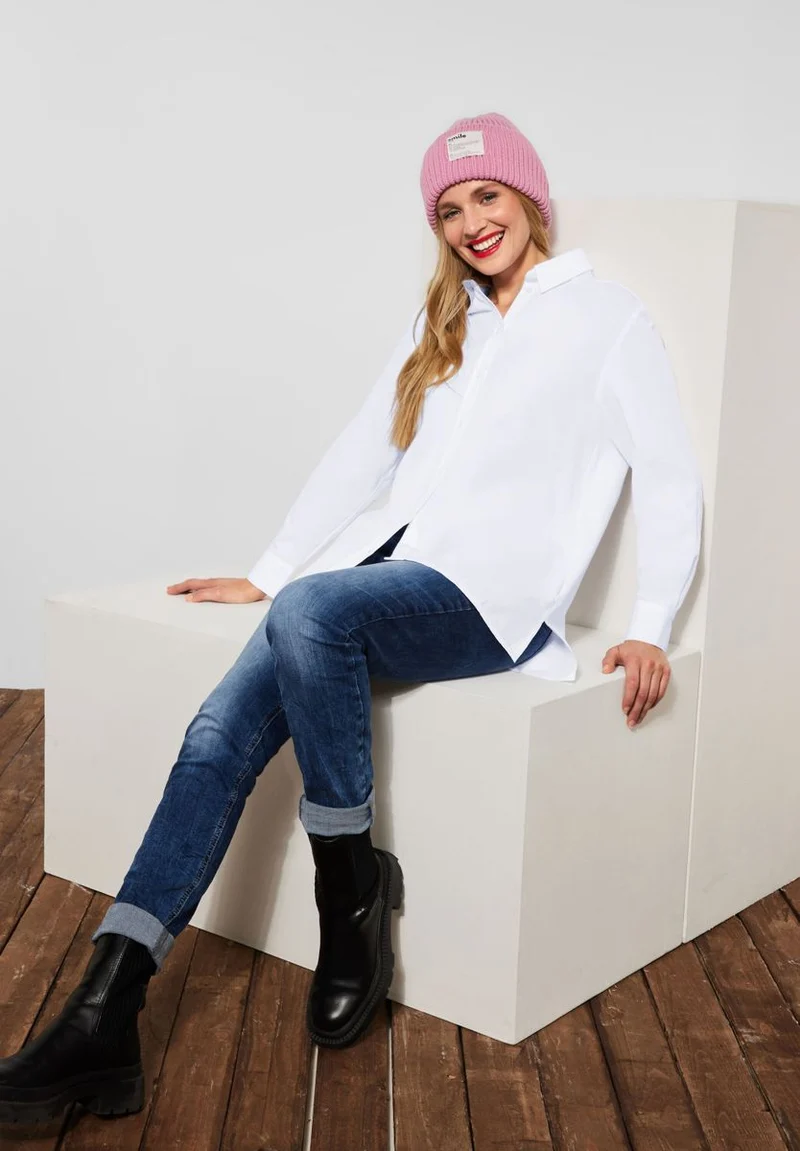 Longbluse in Unifarbe