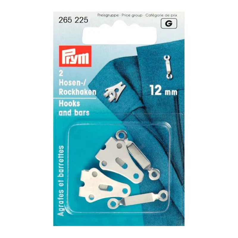 Prym Hosen- und Rockhaken mit Stäbchen, Silber, 12 mm