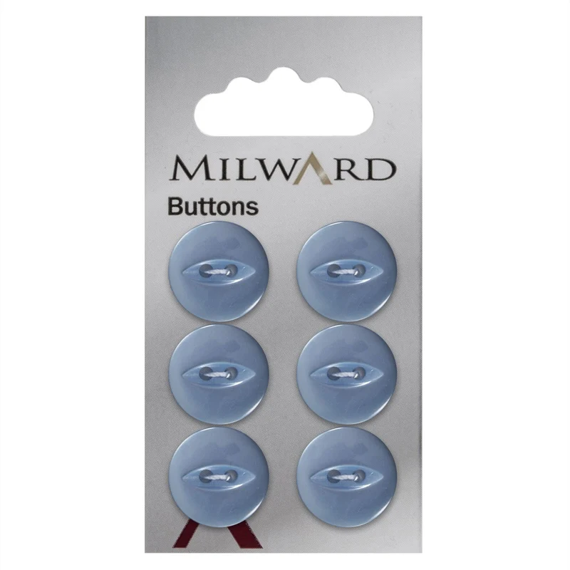 Milward Perlmutt-Knopf, Blau, 16 mm (6 Stück)