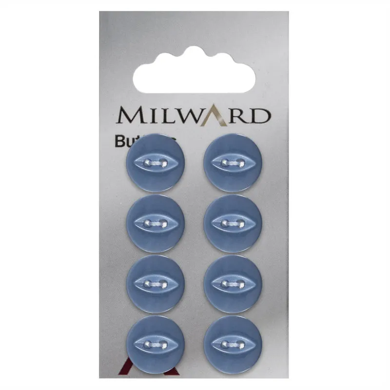 Milward Perlmutt-Knopf, Blau, 13 mm (8 Stück)