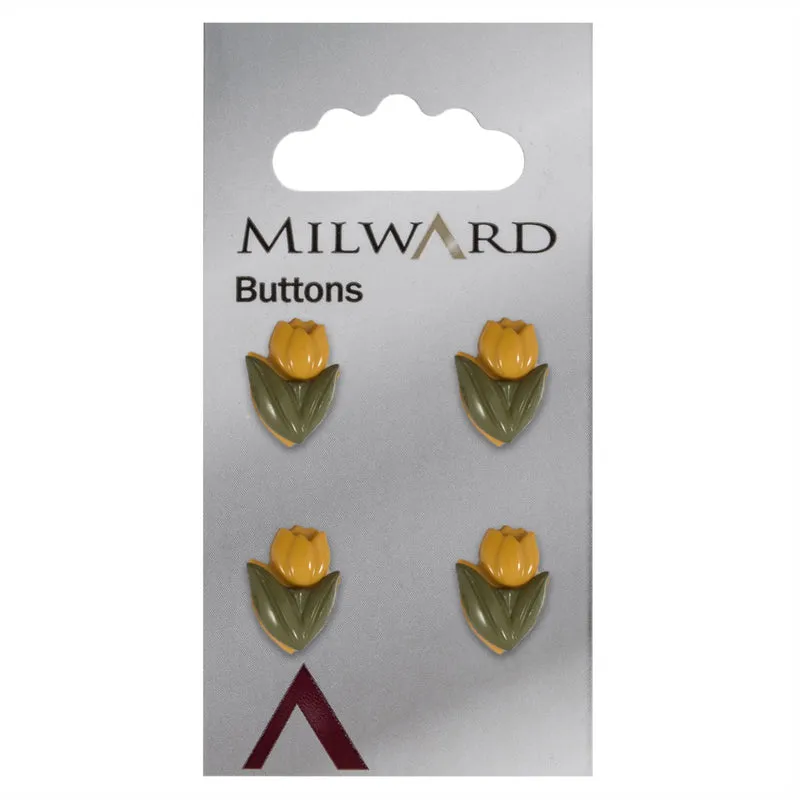 Milward Tulpenknopf Grün/Gelb 15 mm (4 Stück)