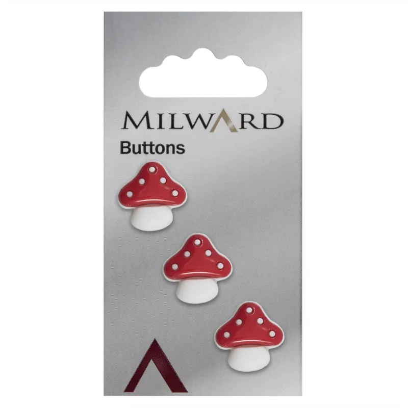 Milward Pilz-Knöpfe Rot/Weiß 15 mm (3 Stück)