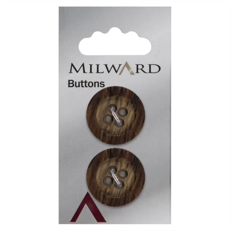 Milward Holzknopf mit hochstehendem Rand, 22 mm (2 Stück)