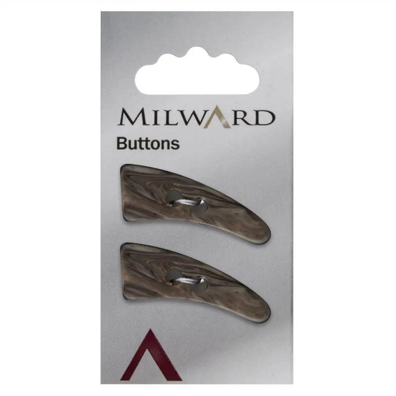 Milward Länglicher Knopf mit Bögen, Schwarz/Weiß/Beige, 22 mm (2 Stück)