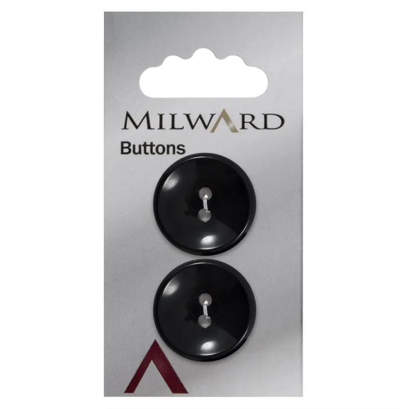Milward runder Knopf, Schwarz, 25 mm (2 Stück)