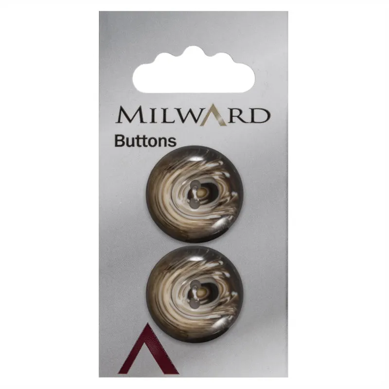 Milward Glänzender Knopf Schwarz/Weiß/Braun 22 mm (2 Stück)