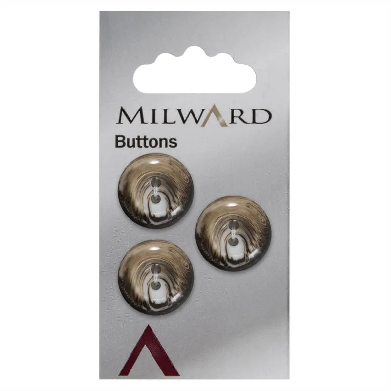 Milward Glänzender Knopf Schwarz/Weiß/Braun 17 mm (3 Stück)