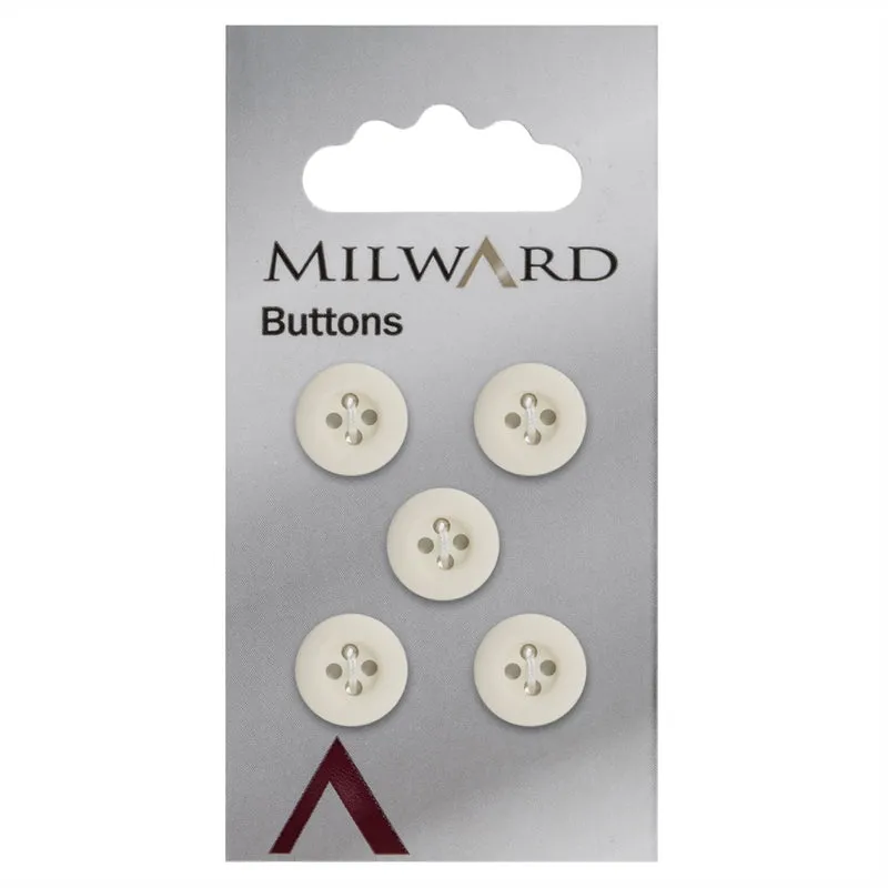 Milward Knopf, mattweiß, 12 mm (5 Stück)