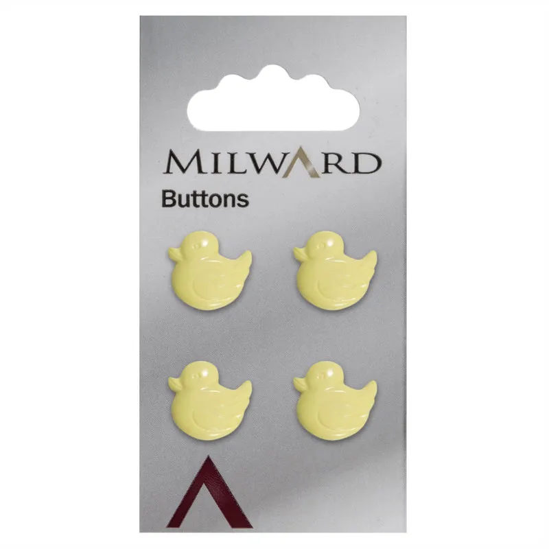Milward-Knopf „Ente“, gelb, 13 mm (4 Stück)