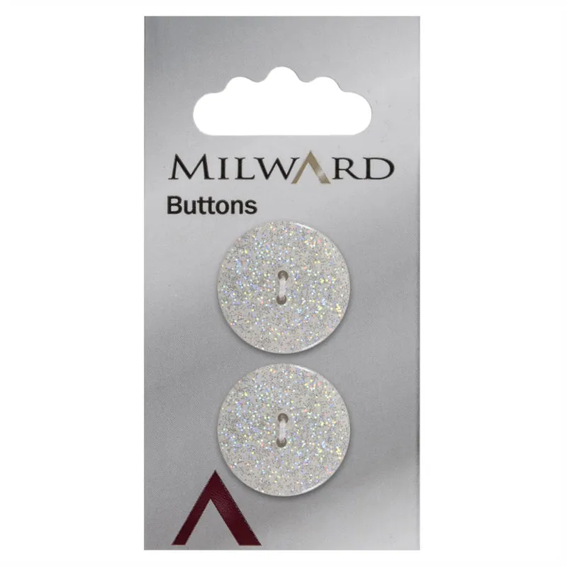 Milward-Knopf mit Glitzer, Weiß, 22 mm (2 Stück)