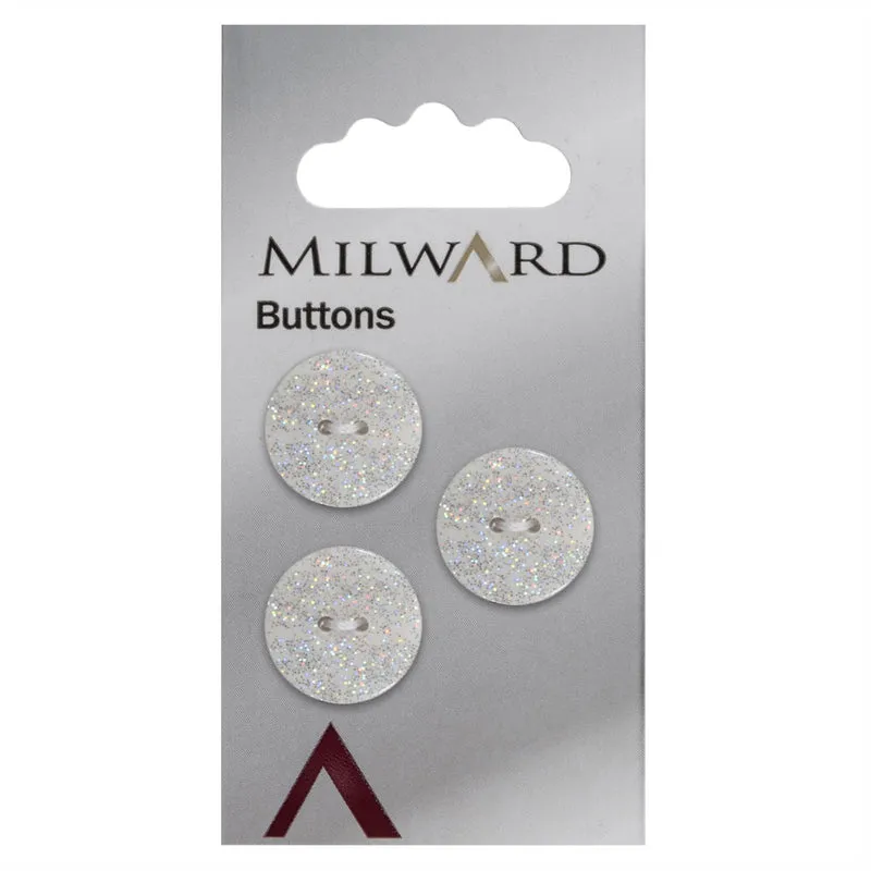 Milward-Knopf mit Glitzer, Weiß, 17 mm (3 Stück)