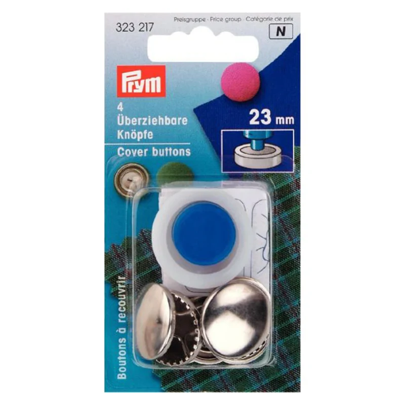 Prym Stoffknöpfe mit Matrize, Silber, 23 mm