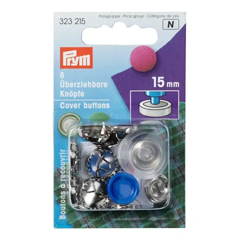 Prym Stoffknöpfe mit Matrize, Silber, 15 mm