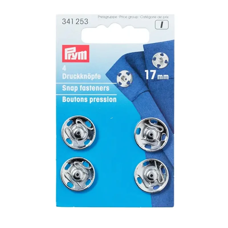 Prym Aufnäh-Druckknöpfe Silber 17 mm