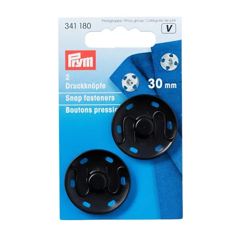 Prym Aufnäh-Druckknöpfe, Schwarz, 30 mm