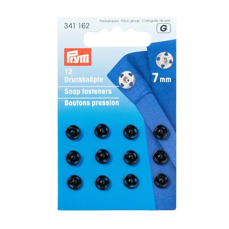 Prym Aufnäh-Druckknöpfe, Schwarz, 7 mm