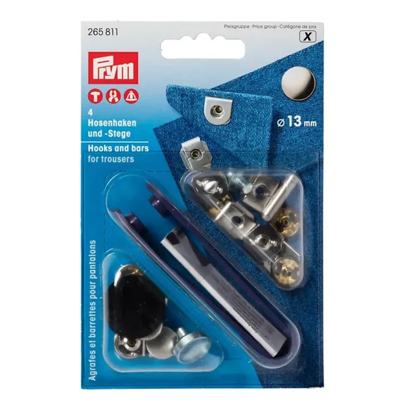 Prym Hosenhaken und -stifte, Silber/bronzefarben, 13 mm