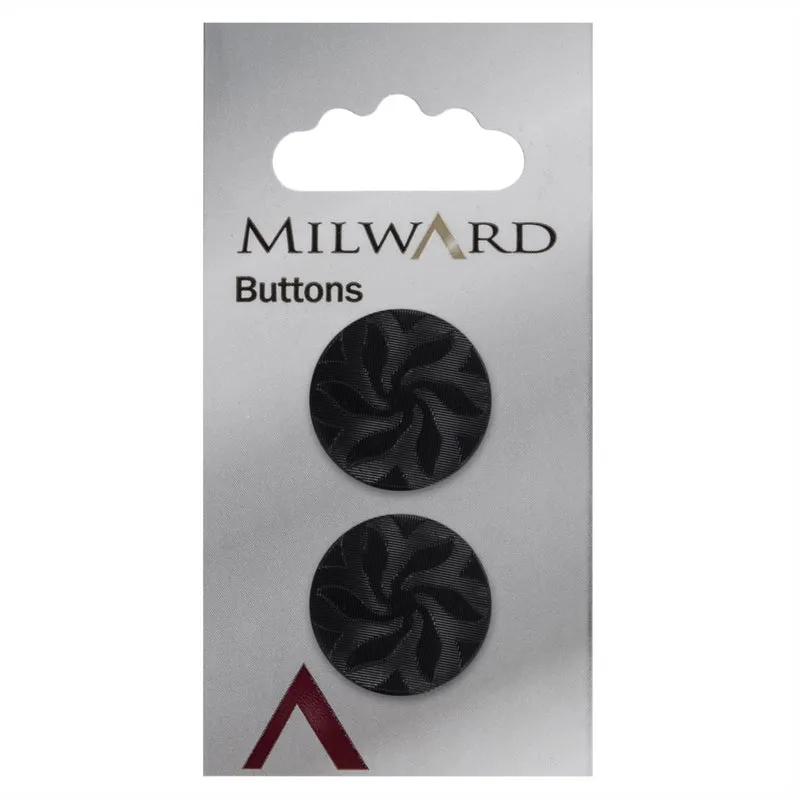 Milward-Knopf mit Verzierung, Schwarz, 22 mm (2 Stück)