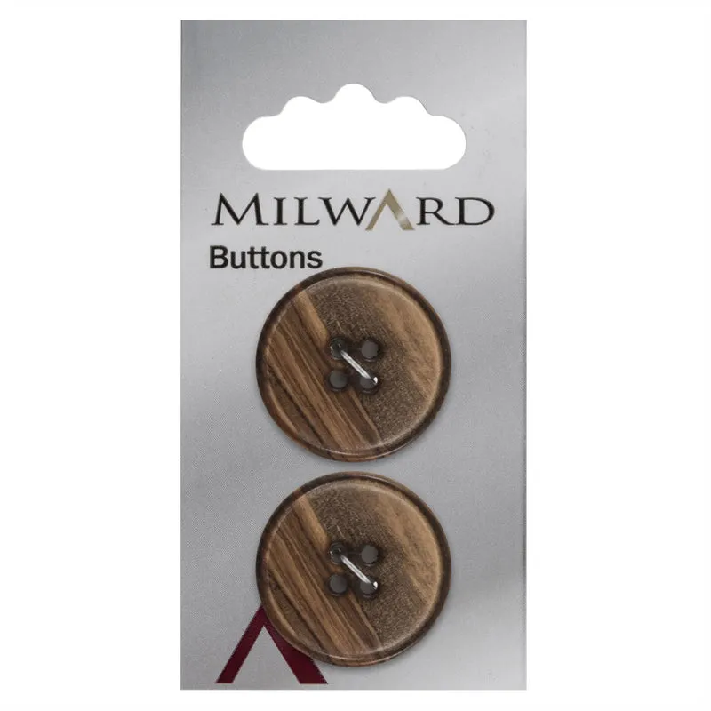 Milward Knopf, dunkelbraun, 25 mm (2 Stück)