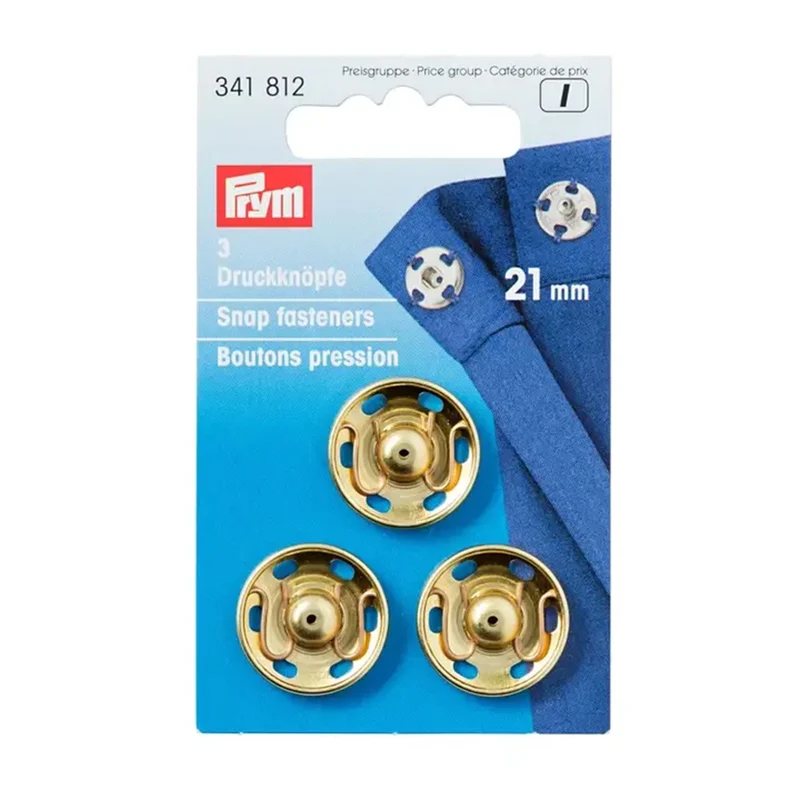 Prym Aufnäh-Druckknöpfe, goldfarben, 21 mm