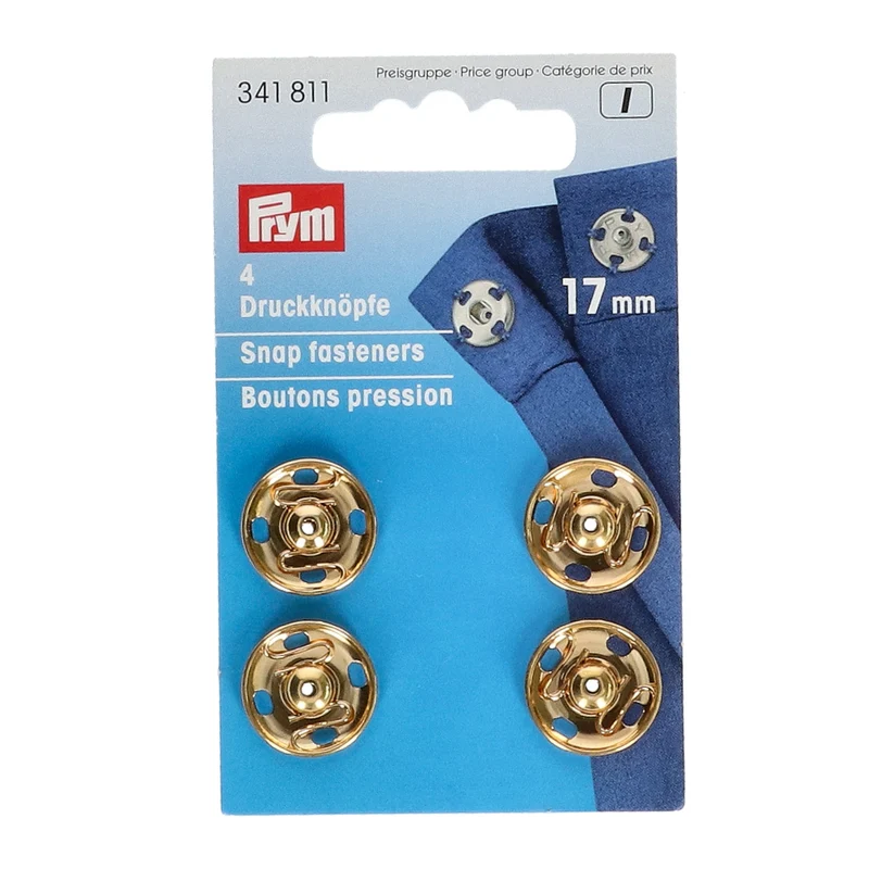 Prym Aufnäh-Druckknöpfe, goldfarben, 17 mm