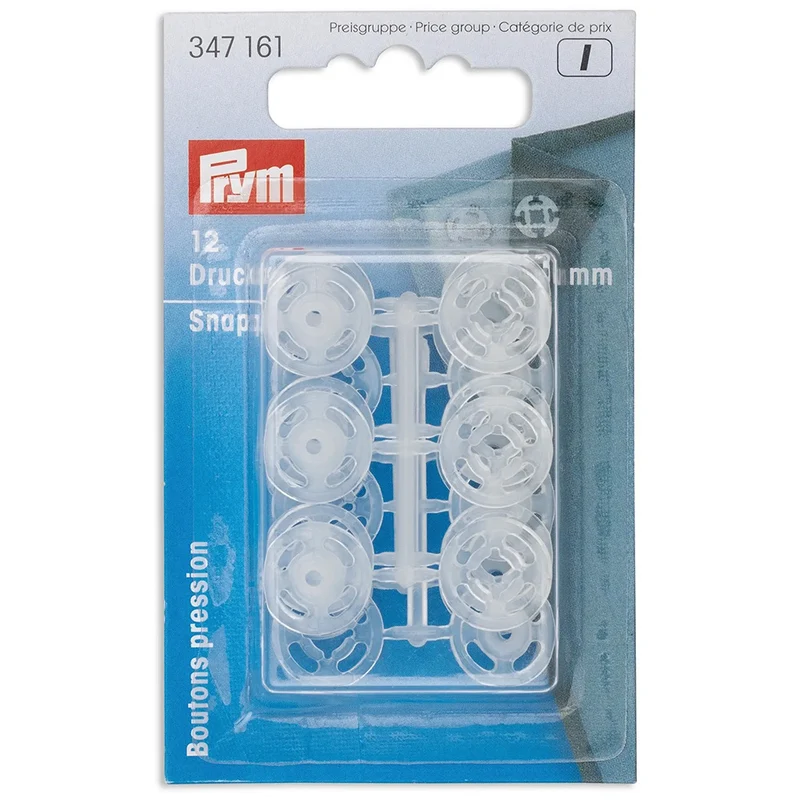 Prym Aufnäh-Druckknöpfe, rund, transparent, 13 mm
