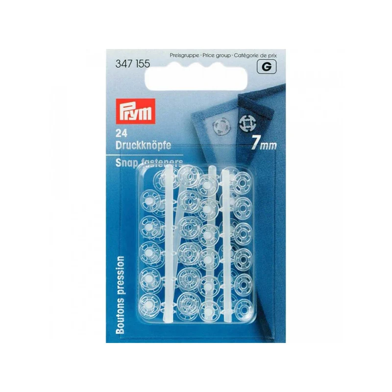 Prym Aufnäh-Druckknöpfe, rund, transparent, 7 mm