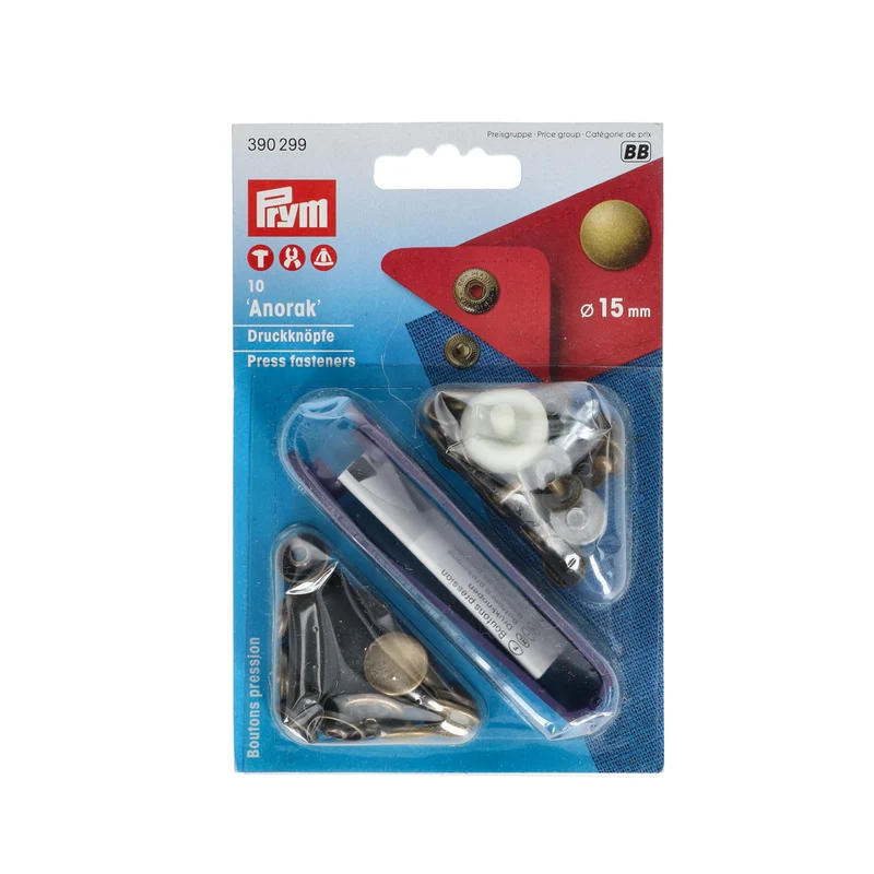 Prym Nahtlose Druckknöpfe Anorak 15 mm 01 Altmessing