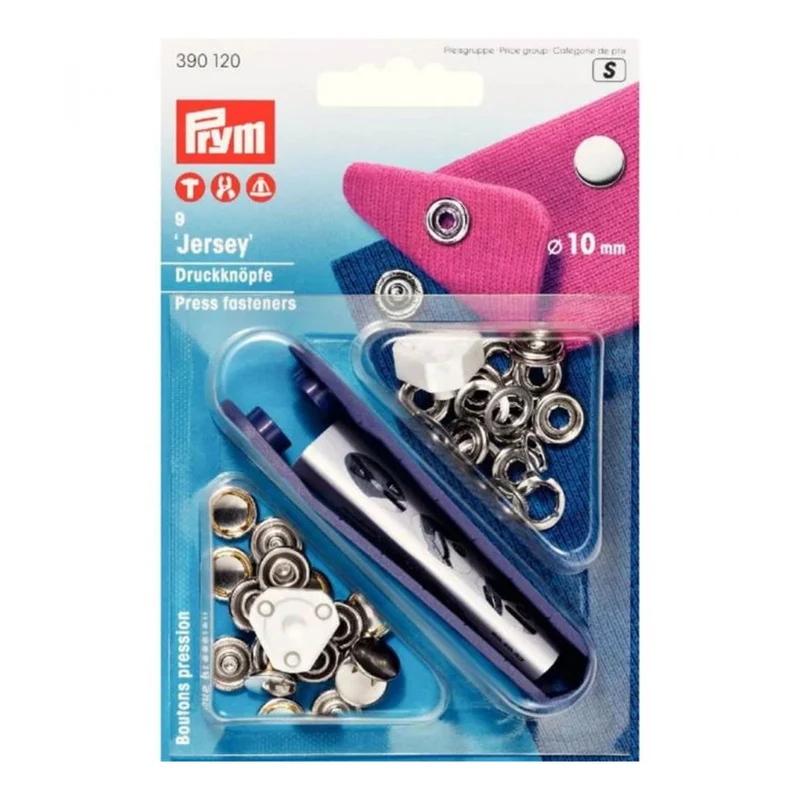 Prym nahtlose Druckknöpfe für Jersey, glatte Kappe, Silber, 10 mm