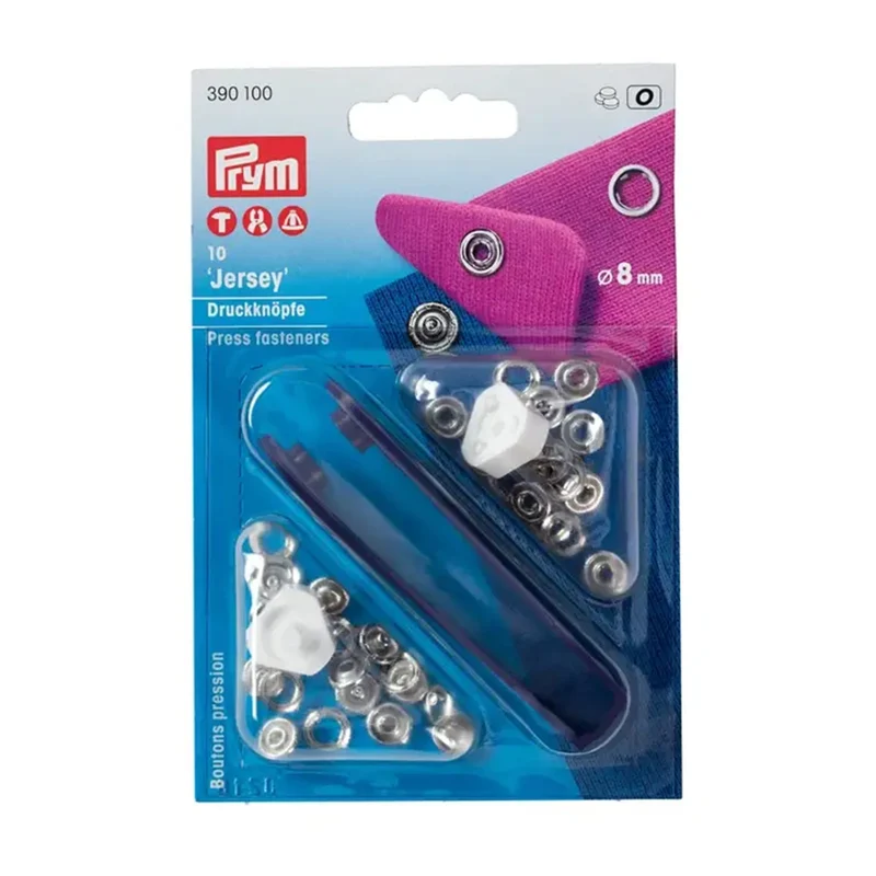 Prym Druckknöpfe ohne Nähen, Jersey, Silber, 8 mm