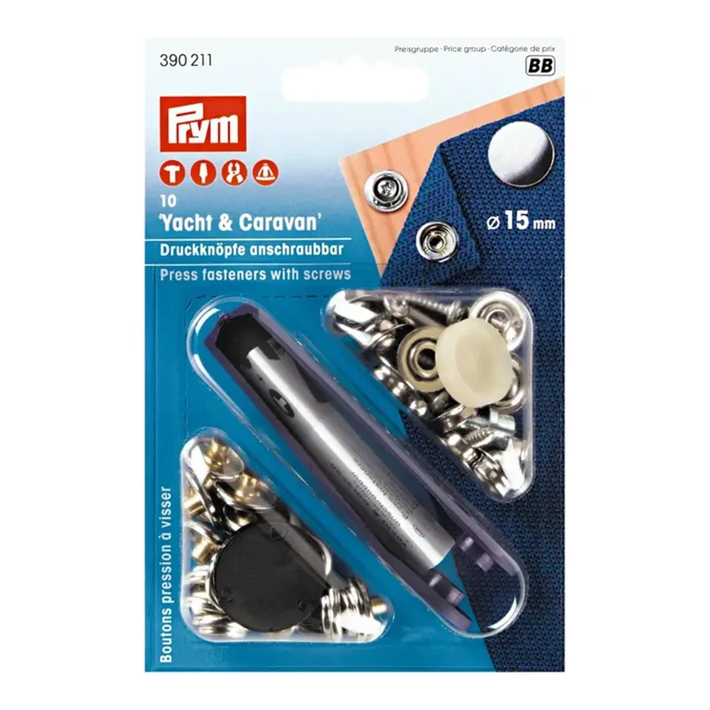 Prym Nahtlose Druckknöpfe zum Anschrauben, Silber, 15 mm