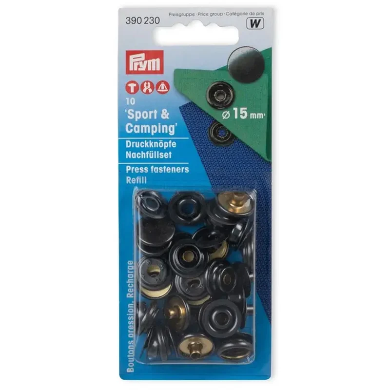 Prym Nachfüllpackungen für nahtlose Druckknöpfe Sport & Camping 15 mm, brüniert