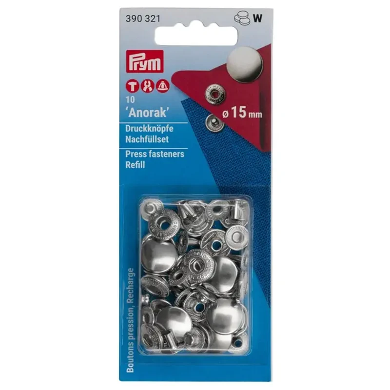 Prym Nachfüllpackungen für nahtlose Druckknöpfe 15 mm 01 Silber