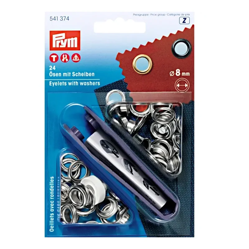 Prym Ringe mit Scheiben, Silber, 8 mm