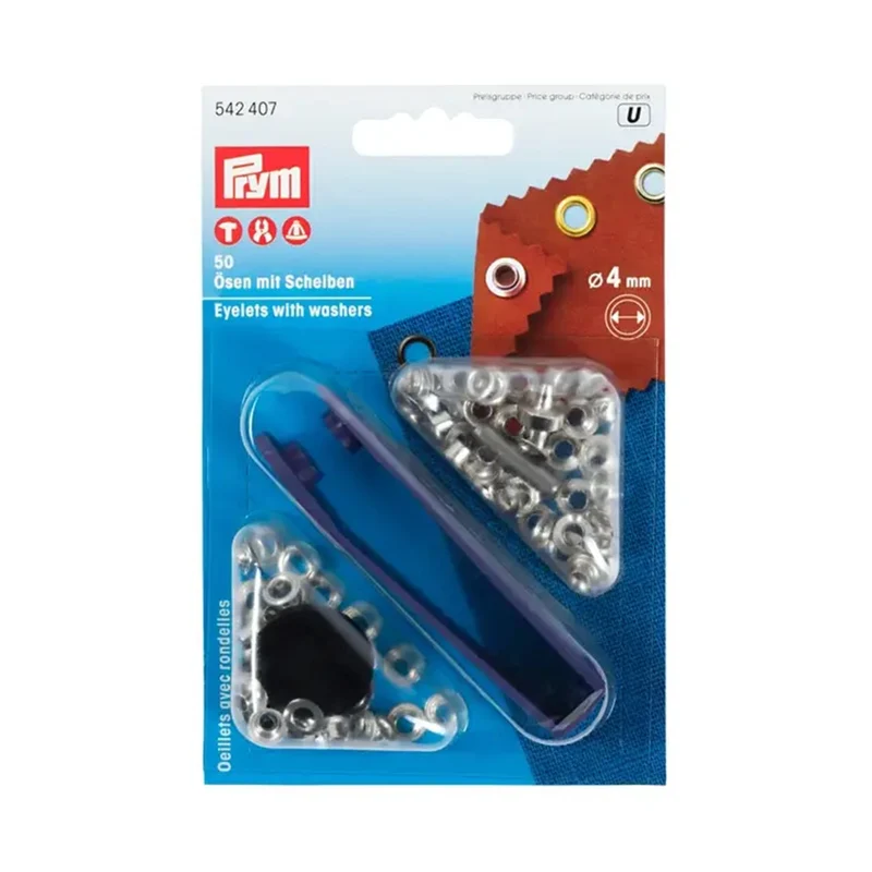 Prym Ringe mit Scheiben, Silber, 4 mm