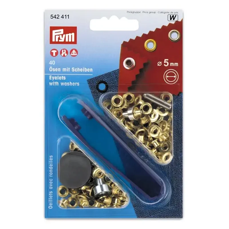Prym Ringe mit Scheiben, Gold, 5 mm