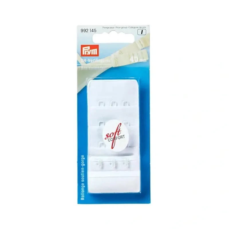 Prym BH-Verlängerungsstück 40 mm, 3 x 3 Haken, Weiß