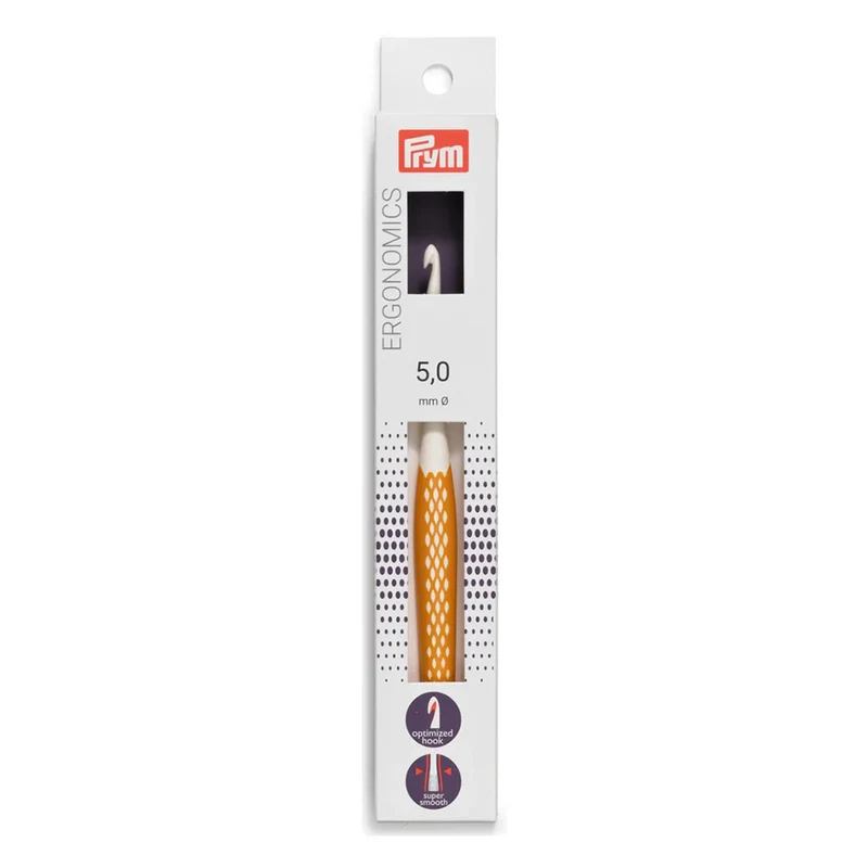 Prym Häkelnadel, ergonomisch, 16 cm, 5,0 mm, Honig