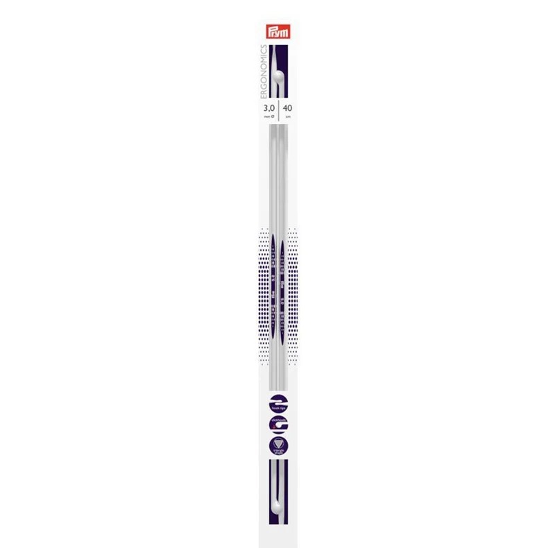 Prym Stricknadeln mit Knopf „Ergonomics“, 40 cm, 3,00 mm