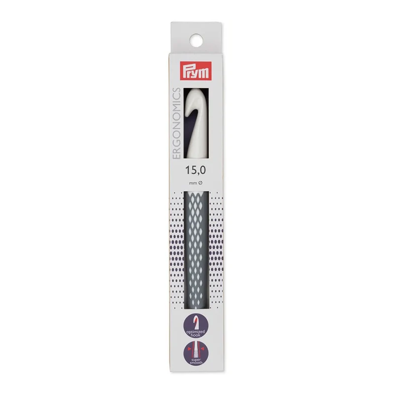 Prym Häkelnadel, ergonomisch, 18 cm, 15,00 mm, Grau
